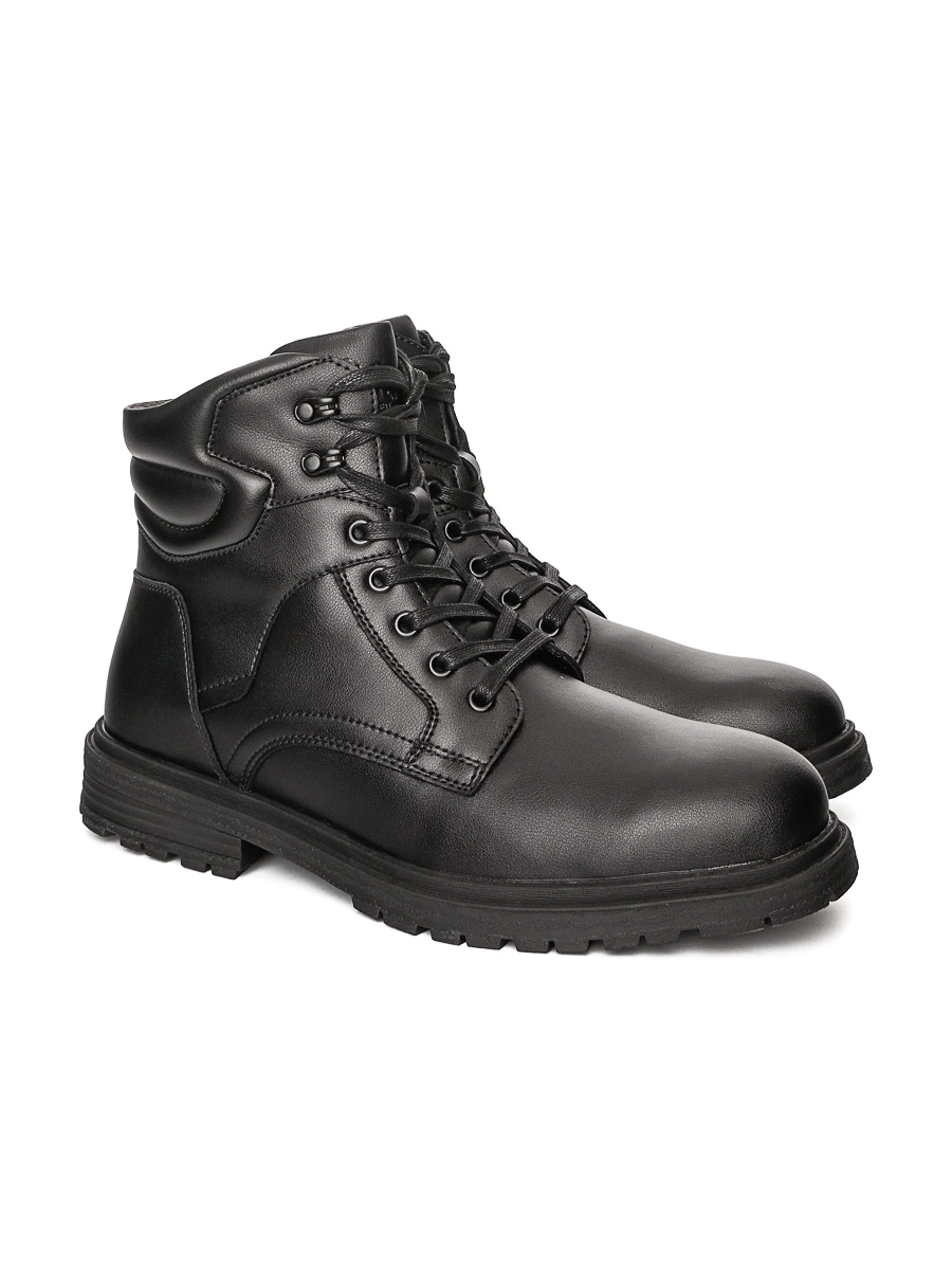Ботинки чёрного цвета со шнуровкой и молнией
